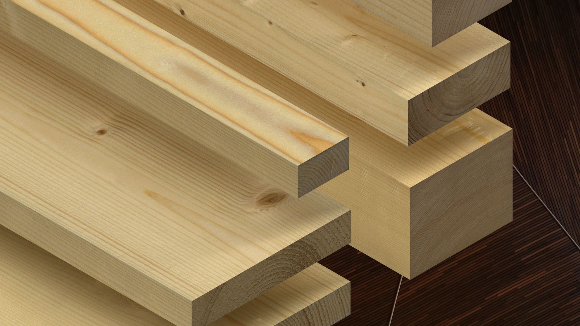 Listones de madera de pino de diferentes grosores