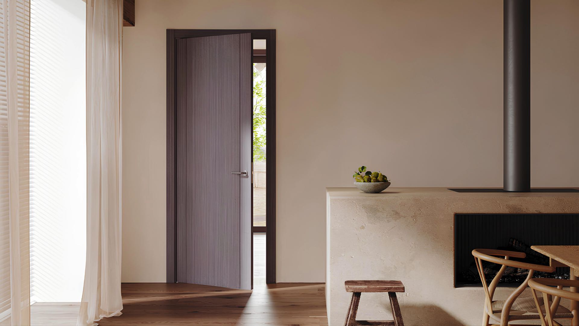 Puerta chapada en madera de estilo elegante